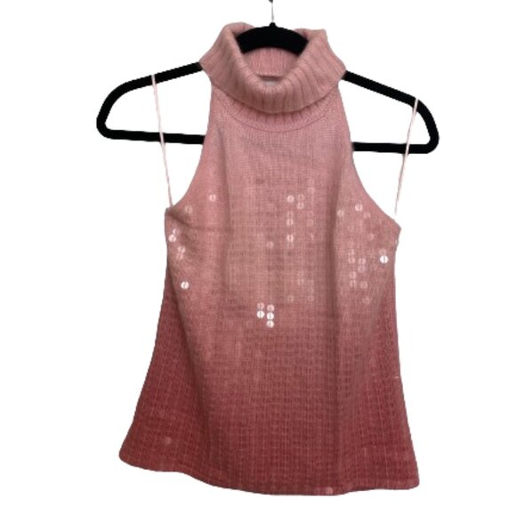Guess Sweaters - GUESS Ombre Pink Turtleneck Sequin Halter Sweater size XL - Y2K
